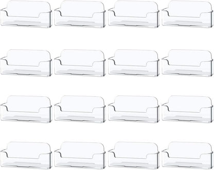 Qizpcer 4 Pack Clear Plastic Business Card Holder,Acrylic Business Card Display for Desk Business Card Stand