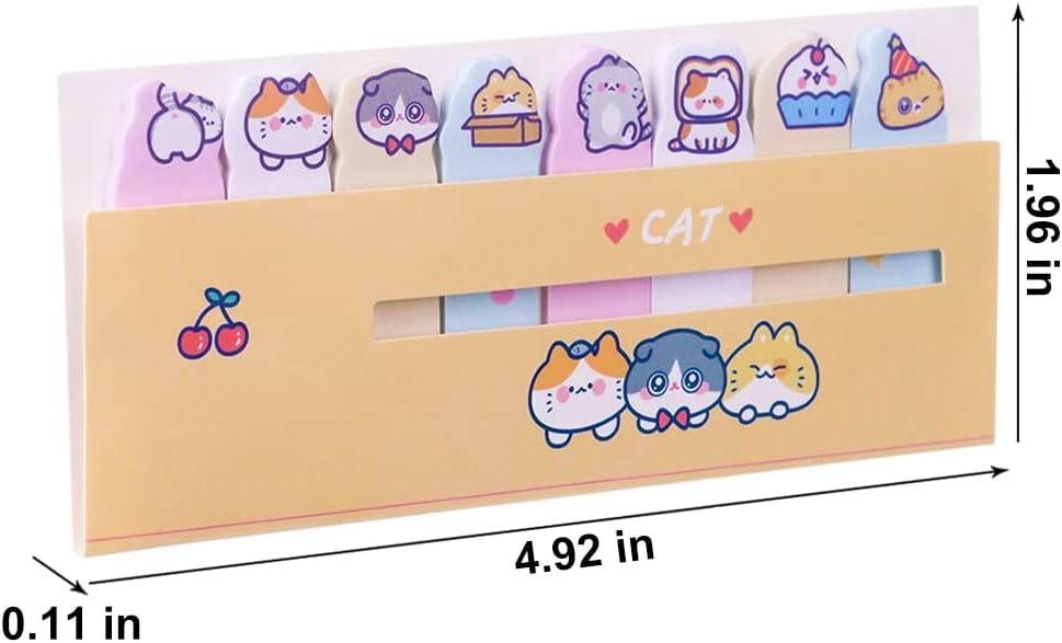 Cute Animals Plant Foods Mini Sticky Notes, 8 Styles Cartoon Flags Index Tabs Self-Stick Fun Post it Notes, 120 Sheets/Pack, for Students Bookmark Office School Index Tab Supplies (8)