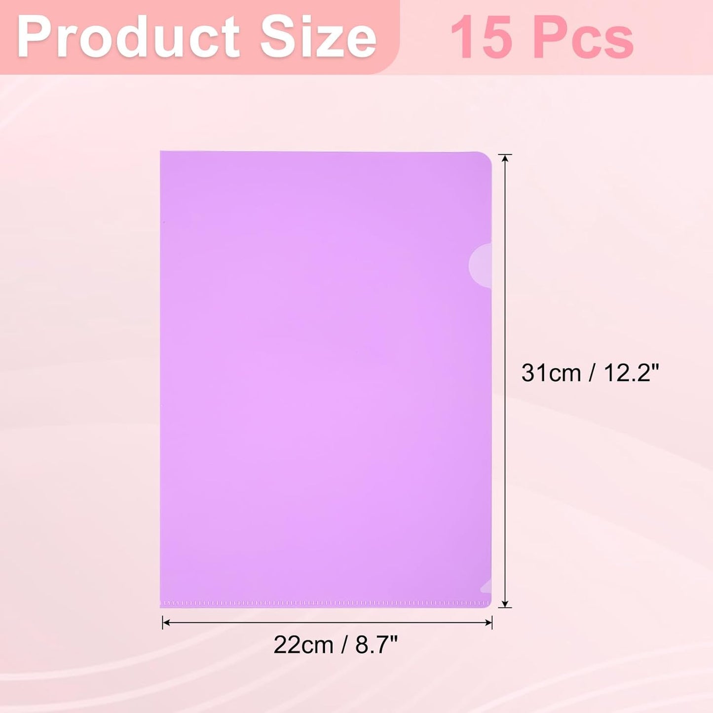 PATIKIL A5 Plastic Folders, 15 Pack Clear Folders L Type Project Pockets Paper Document Jacket Sleeves L Shaped Transparent for Documents Plastic Office File, 6.3x8.8in, Gray