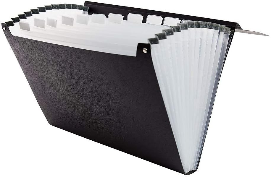 Staples Reinforced Expanding File, 13‑Pocket Accordion Organizer, Letter Size, Heavy‑Duty Poly Construction, Black