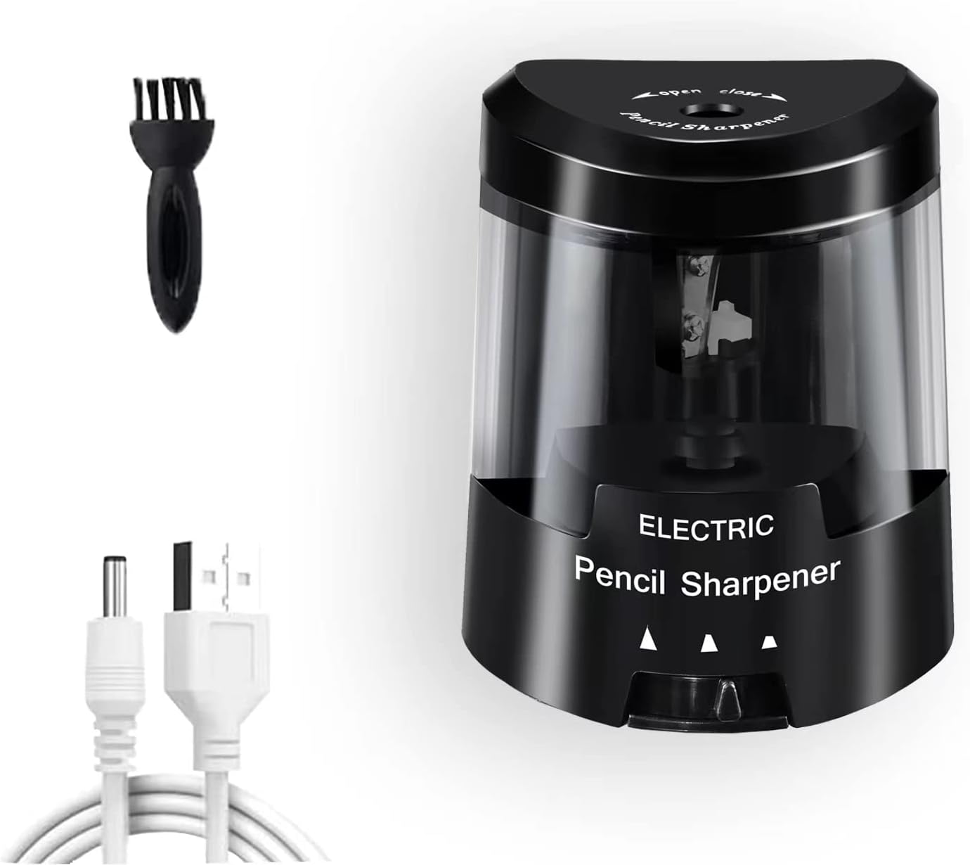 Electric Pencil Sharpener, Battery (Not Included) USB Powered, Portable for NO.2 Pencils, Automatic and Durable with 3 Sharpness Options - Classroom, Home, Office Black
