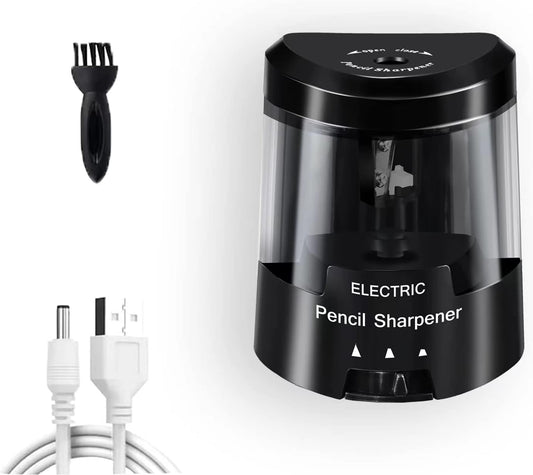 Electric Pencil Sharpener, Battery (Not Included) USB Powered, Portable for NO.2 Pencils, Automatic and Durable with 3 Sharpness Options - Classroom, Home, Office Black