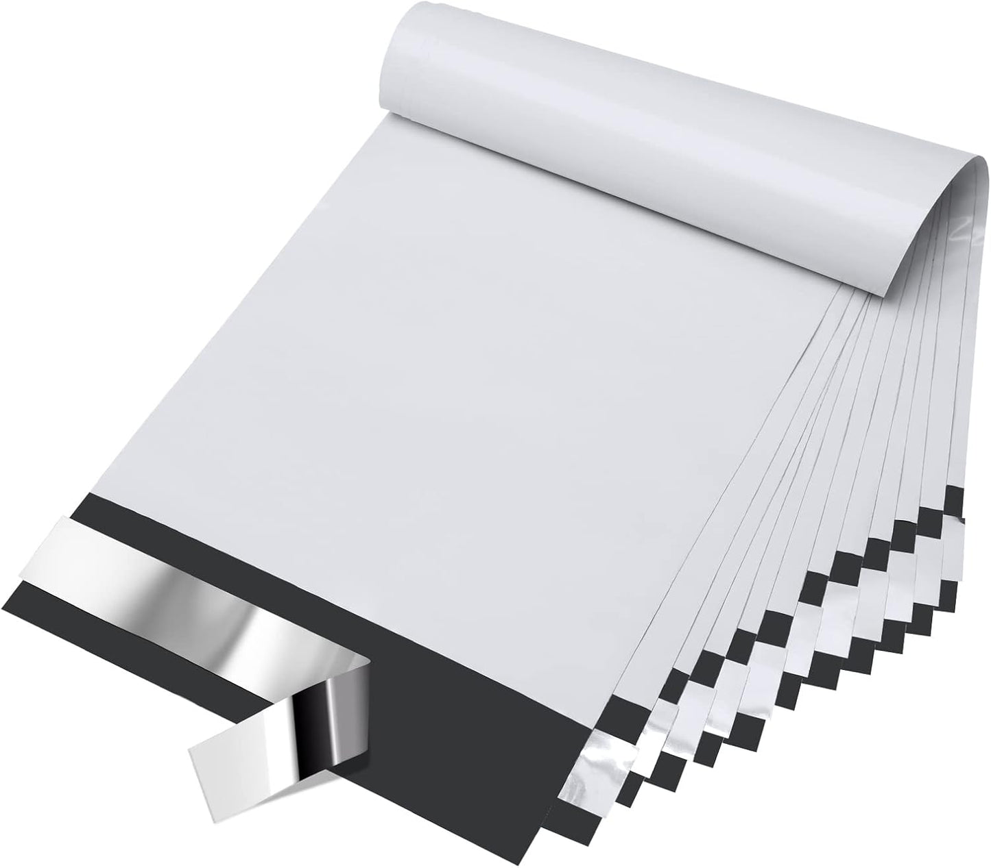 Fuxury Poly Mailers 10x13 Inch 100 Pack,Shipping Bags for Clothing,Strong Adhesive Mailing Envelopes,Heavy Duty Self Seal Plastic Postal Return Package Bags for Books Accessories Business,White