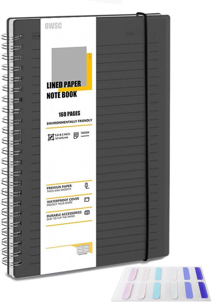 OWSC 4 Pack Lined Spiral Notebook, 5.9 x 8.3 Inches Notebooks for Work, School and Journal with 110 GSM Thick Paper, Small Notebook with 80 Sheets/160 Pages, Notebooks College Ruled for Note Taking