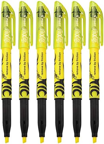 Pilot FriXion Light Erasable Highlighters, Chisel Tip, Yellow Ink, 6 Count