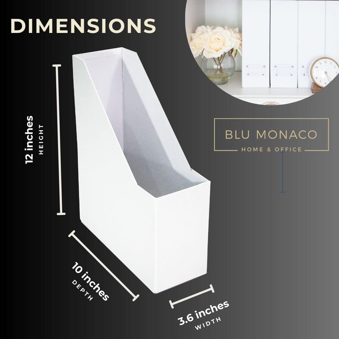BLU MONACO Foldable Black Magazine File Holder | Set of 6 Cardboard Desk Organizer Boxes | Vertical Magazine File Holder | Standing File Holder | Office Classroom or Home