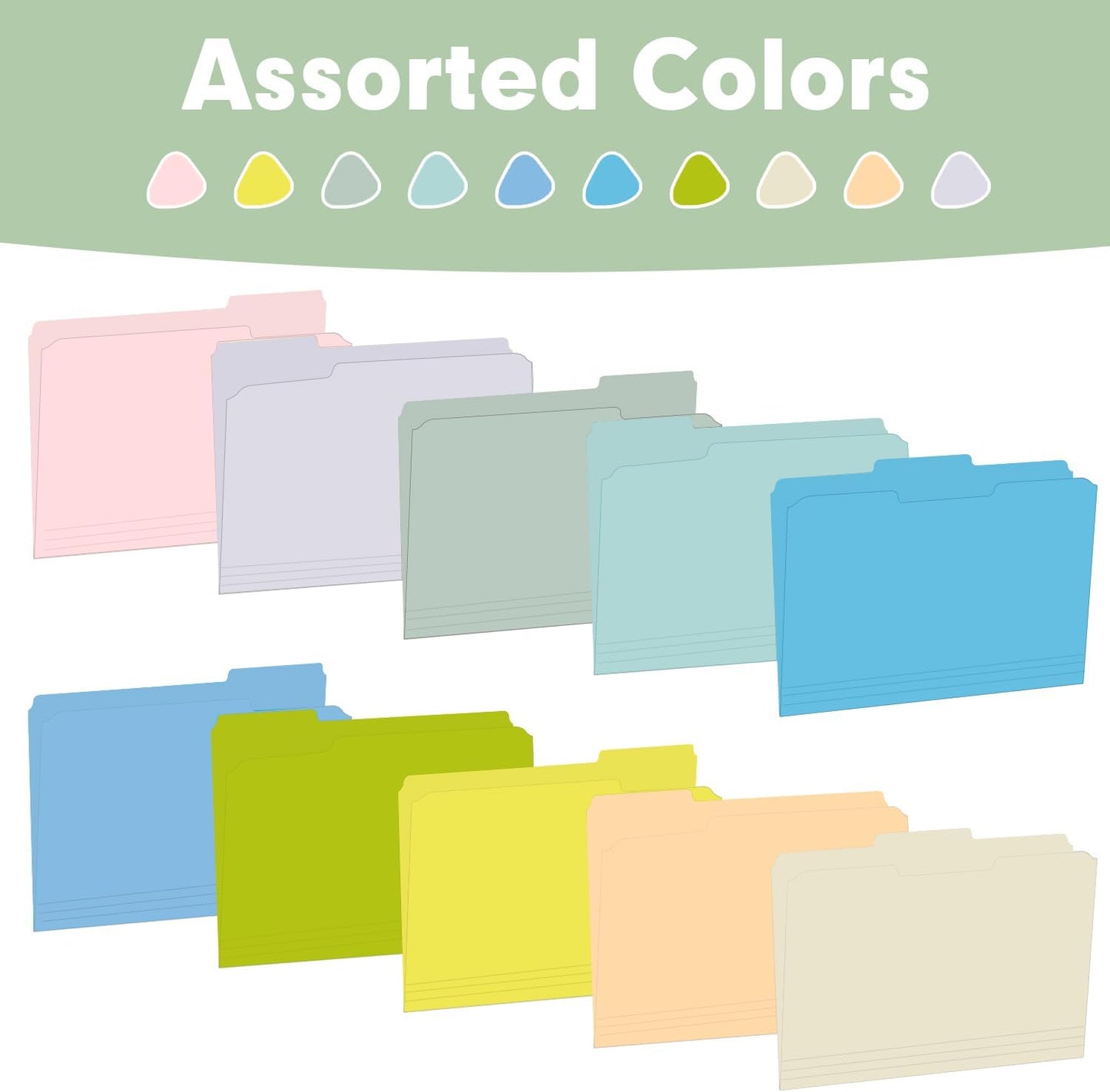 RAZCC File Folders, 100-Pack, 1/3 Cut, Letter Size, Yellow, Great for Organizing and Easy File Storage