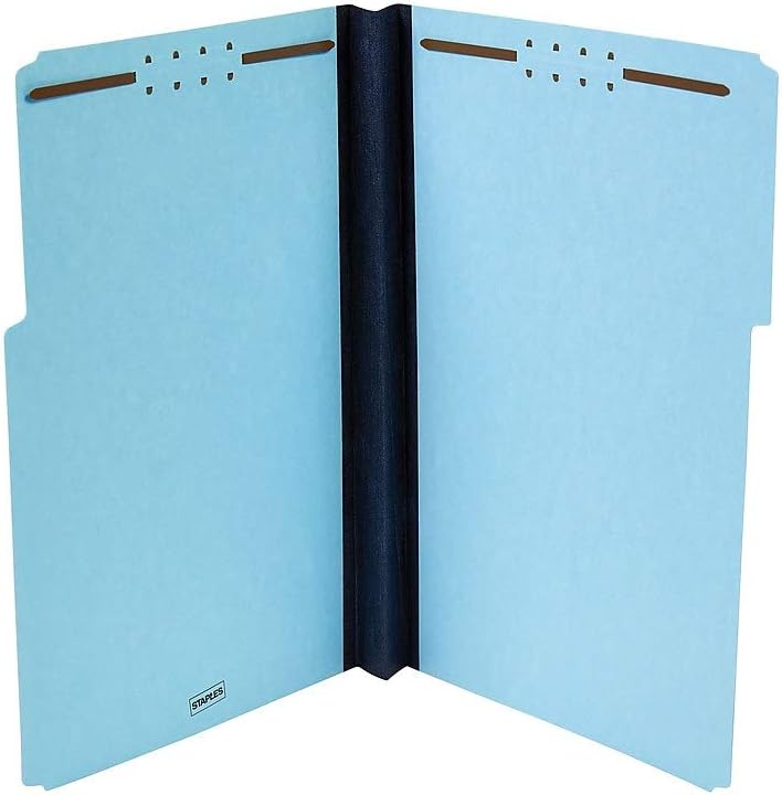 Staples Pressboard Classification Folder, Legal Size, Blue, Reinforced Durable Construction, 25/Box