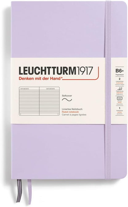 LEUCHTTURM1917 - Notebook Softcover Paperback B6+ - 123 Numbered Pages for Writing and Journaling (Ruled, Rising Sun)