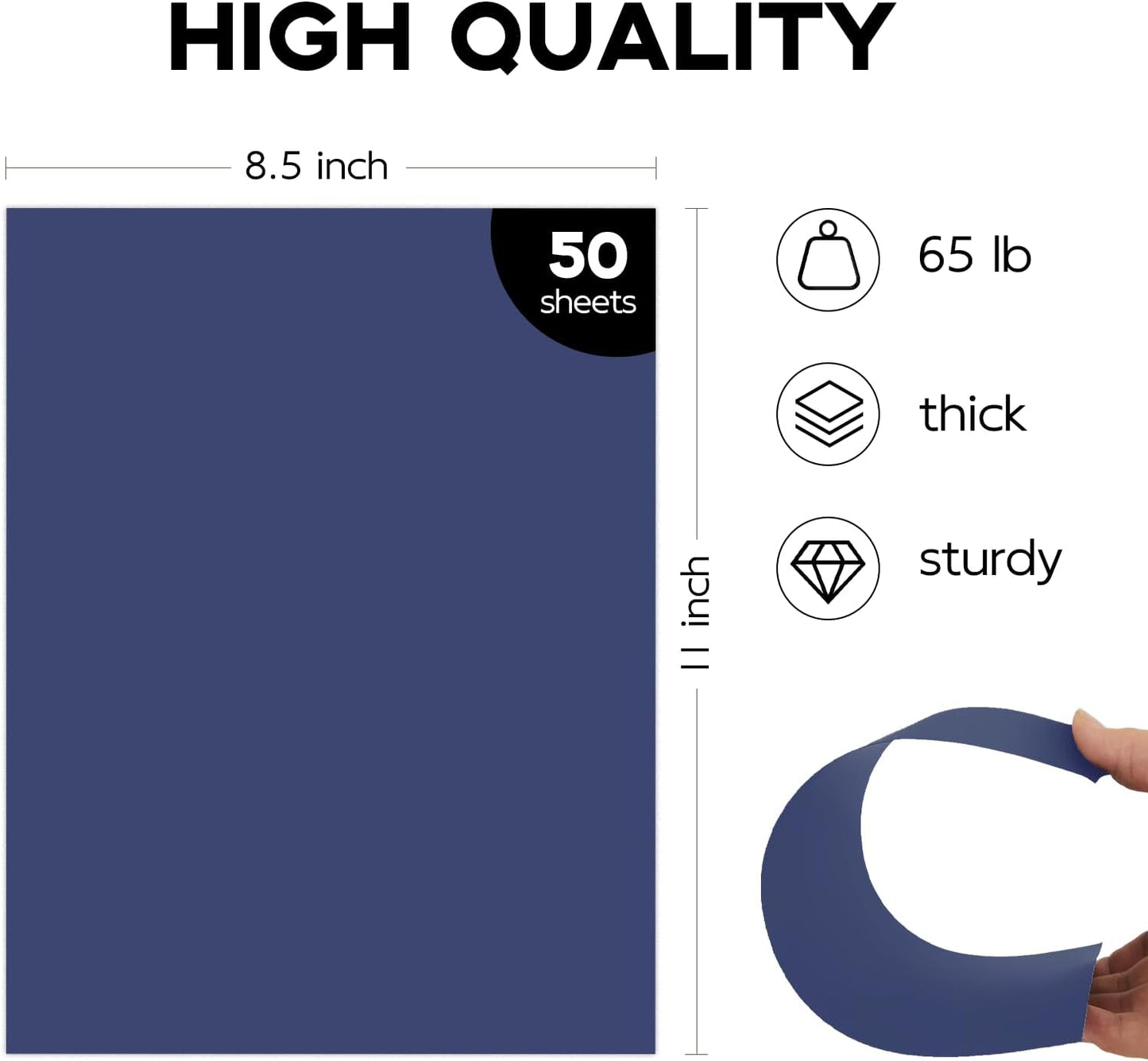 50 Pack White Cardstock 8.5 x 11 White Paper, Goefun 65lb Card Stock Printer Paper for Cards Making, Office Printing, Certificate