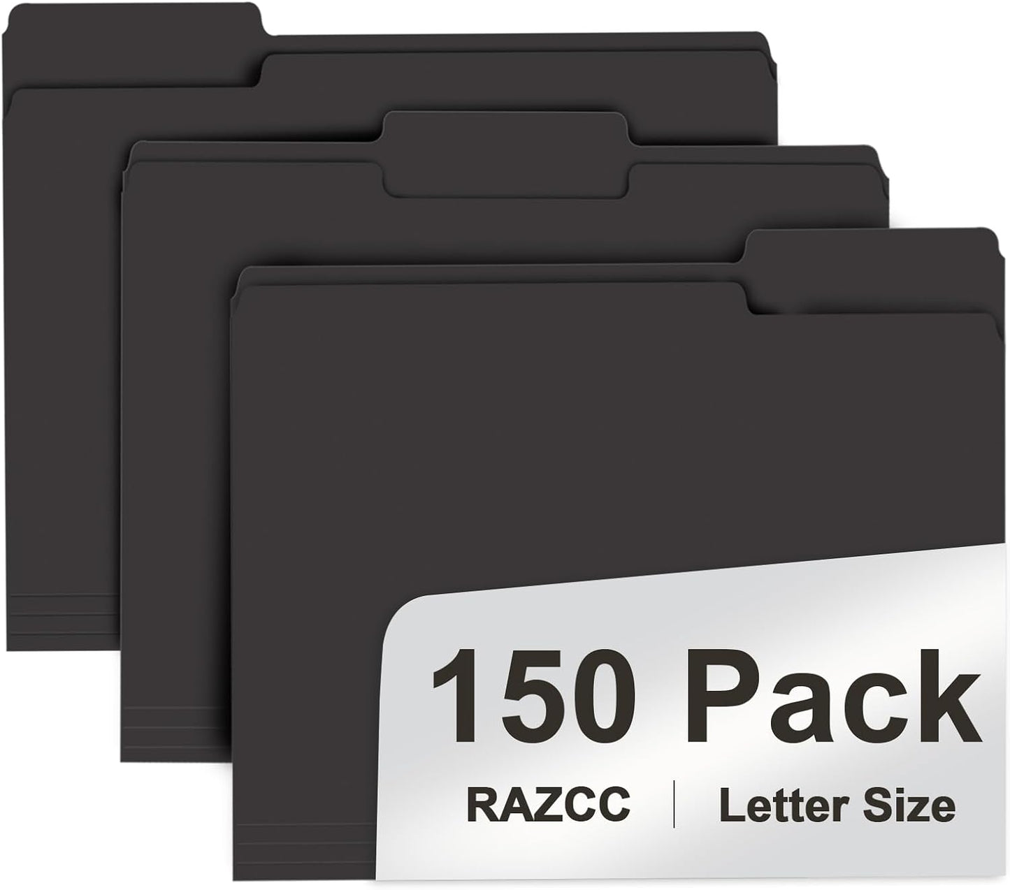 File Folder, RAZCC 150 Pack 1/3 Cut Tab File Folders Letter Size, Manila Folders, Folders with Tab, Great for Organizing and Easy File Storage