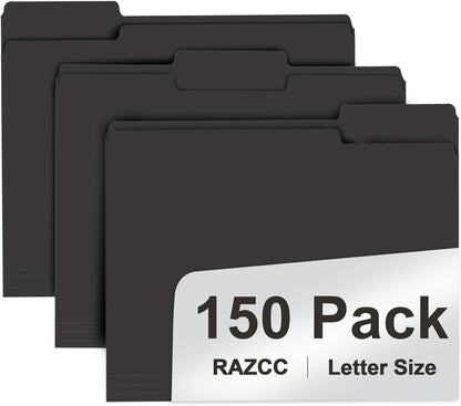 File Folder, RAZCC 150 Pack 1/3 Cut Tab File Folders Letter Size, Manila Folders, Folders with Tab, Great for Organizing and Easy File Storage
