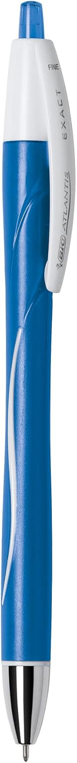 BIC Glide Exact Blue Retractable Ballpoint Pens, Fine Point (0.7mm), 12-Count Pack, Ultra Smooth Writing Blue Pens