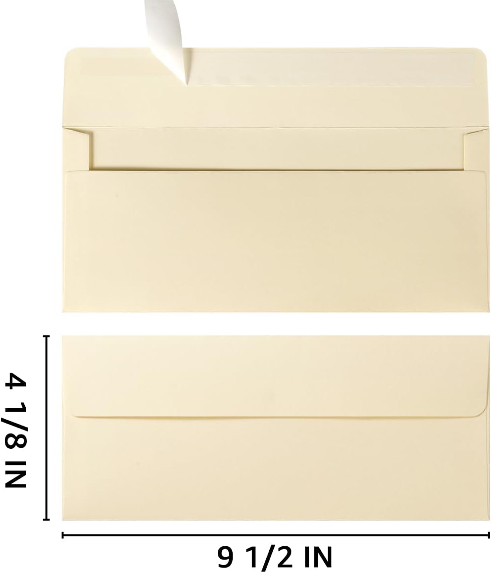 100 Pack Colorful #10 Business Envelopes Self Seal Standard Envelopes for Office Checks, Business, Letter Mailing Invoices, 4.13 x 9.49 Inches (Brown)