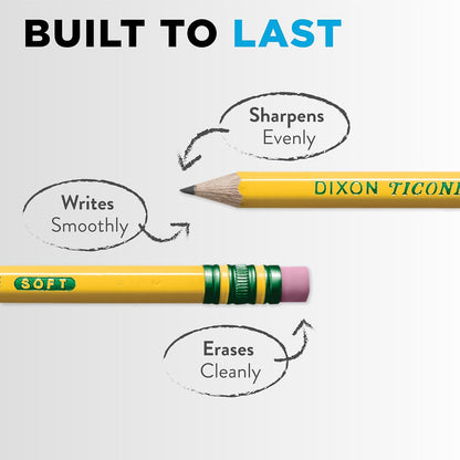 Wood-Cased Pencils, Unsharpened, 2 HB Soft, Yellow, 12 Count