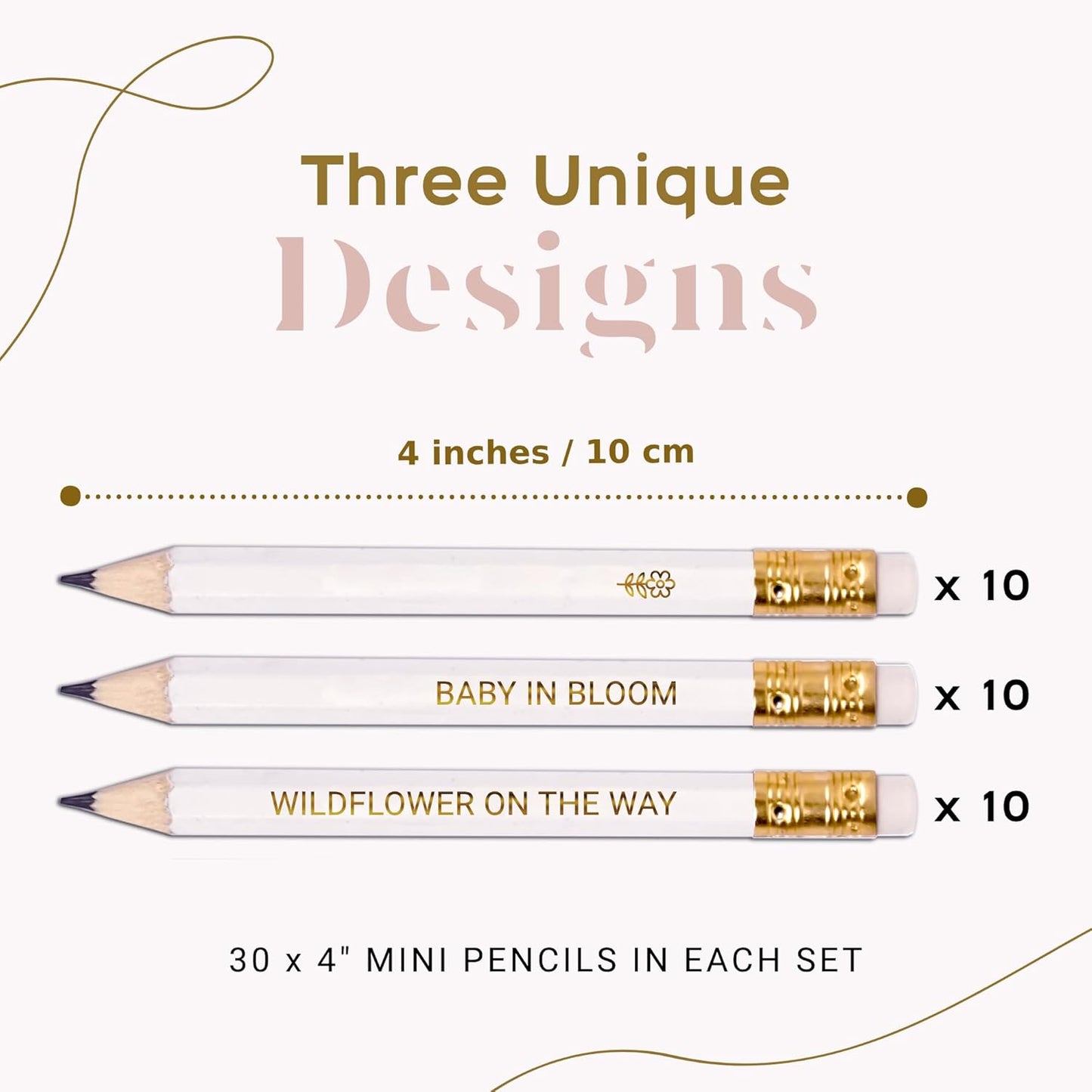Markt Mini Pencils For Baby Shower Games Boy, Heart Pencils, Small Blue Pencil Set (Wood Pencil Set)