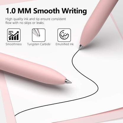 8 Pcs Black Ballpoint Pens - 1.0mm Medium Point Smooth Writing Black Ink Ball Point Pens | High-end Long Lasting Retractable Pen for School, Home, Office (Vintage-8pcs)