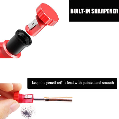 TuTuYa 36 Pencil Refill with 1 Solid Carpenter-Pencil, 2.8mm Waterproof Lead Refills Replacement, with Sharpener, Long Reach/Deep Hole/Long Nose for Architect &Carpenter Woodwork Construction Building