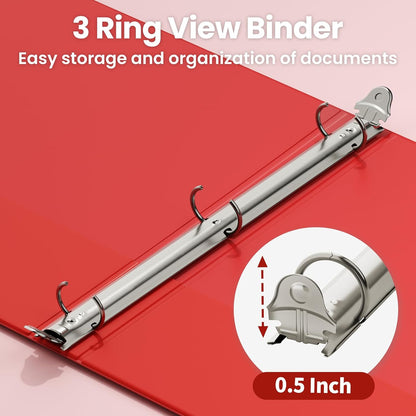 SUNEE 1 Inch Binders 3 Ring 6 Pack, Clear View Three Ring Binders PVC-Free (Fit 8.5x11 Inches) for School Binder or Office Binder Supplies, Classic 6 Colors