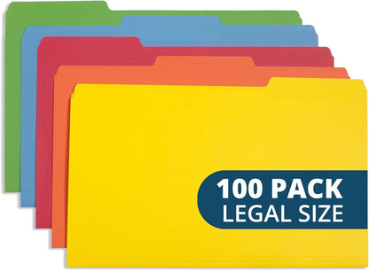 Blue Summit Supplies Blue Legal File Folders, Legal Size, 1/3 Cut Tab, Great for Organizing and Easy File Storage, File Folders 100 Count