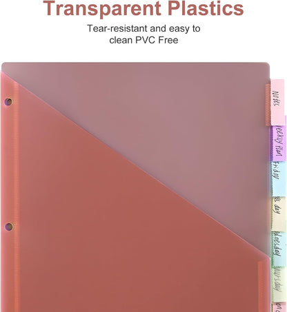 8-Tab Binder Dividers, Index Pockets for 3 Ring Binders, 8 Pastel Colors, US Letter Size (1)