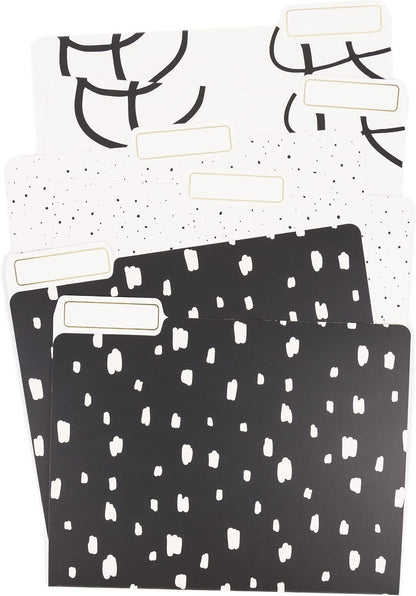 U Brands Fashion File Folders, 1/3-Cut Tabs in Assorted Positions, Letter Size, Office Supplies, 6 Count (Classic)