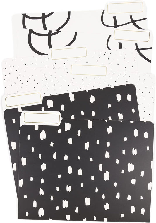 U Brands Fashion File Folders, 1/3-Cut Tabs in Assorted Positions, Letter Size, Office Supplies, 6 Count (Classic)