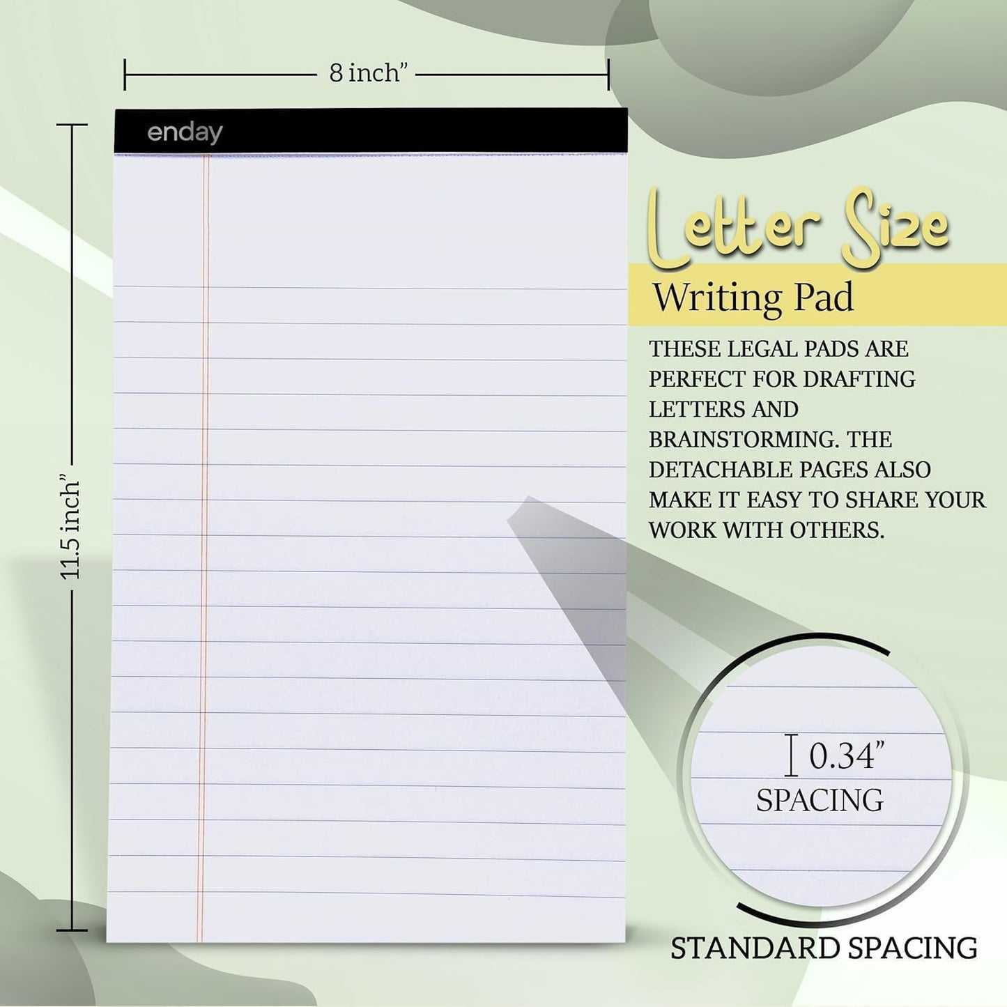 Enday 24 Pack Legal Pads 8.5 x 11 Inch, 50 Sheets per Notepad, White Note Pads, 1200 Sheets Writing Pads with Perforated Pages, White Paper Legal Pad for Work and Note-Taking