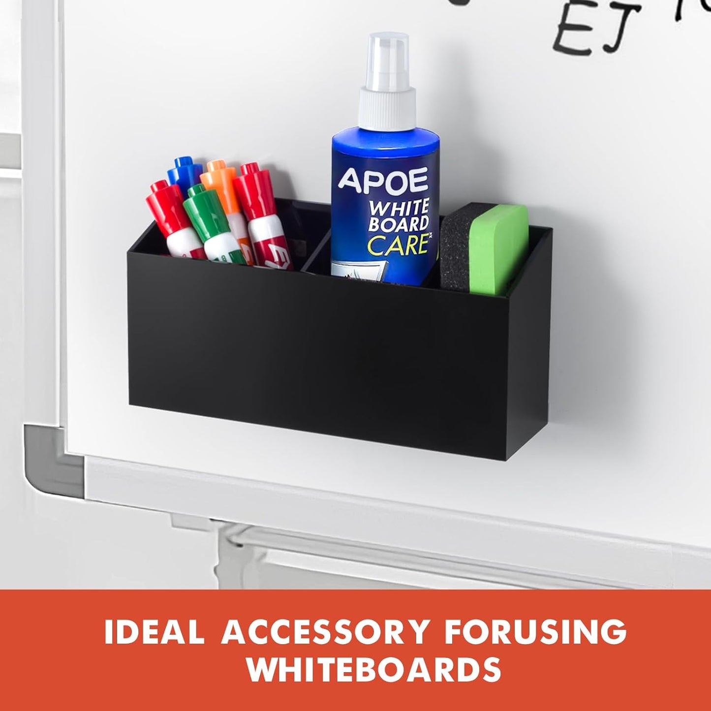 Magnetic Dry Erase Marker Holder, Acrylic Magnet Pen Holder for Whiteboard, Refrigerator, Magnetic Fridge Organizer for Office, Classroom, Whiteboard Maker Holder, Locker Organizer