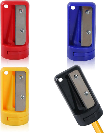 12 Pack Carpenter Pencil Sharpener Portable Manual Pencil Sharpener Cutter Woodworking Pencils Cutter Shaver Narrow Sharpening Tool for Woodworking Tool (Red, Black, Blue)