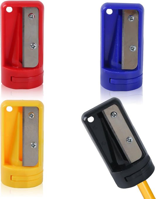 12 Pack Carpenter Pencil Sharpener Portable Manual Pencil Sharpener Cutter Woodworking Pencils Cutter Shaver Narrow Sharpening Tool for Woodworking Tool (Red, Black, Blue)