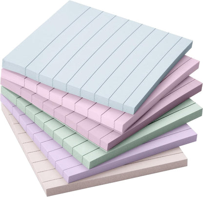 Mr. Pen- Lined Sticky Notes, 3" x 3", 12 Pads, 60 Sheets/Pad, Morandi Color, Bulk Sticky Notes with Lines, Ruled Post Stickies, Memo Pads, Self-Stick Note Pad for Office, School, Home, Study