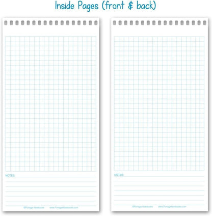 Portage Graph Paper Notebook – Top Bound Spiral Grid Notepad, Small Graph Notebook Writing Pad, Grid Paper, Reversible 4 Square / 5 Square with Notes Template, Extra Thick Cover For Extra Stability –