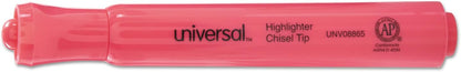 Universal 08865 Desk Highlighter, Chisel Tip, Fluorescent Pink, Dozen