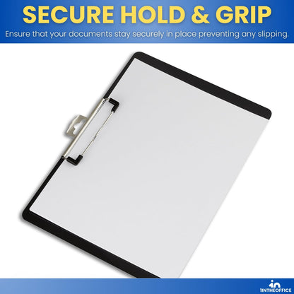 1InTheOffice Landscape Clipboard, Black Horizontal Clipboard, 8.8 x 12.4-inch, 2 Pack