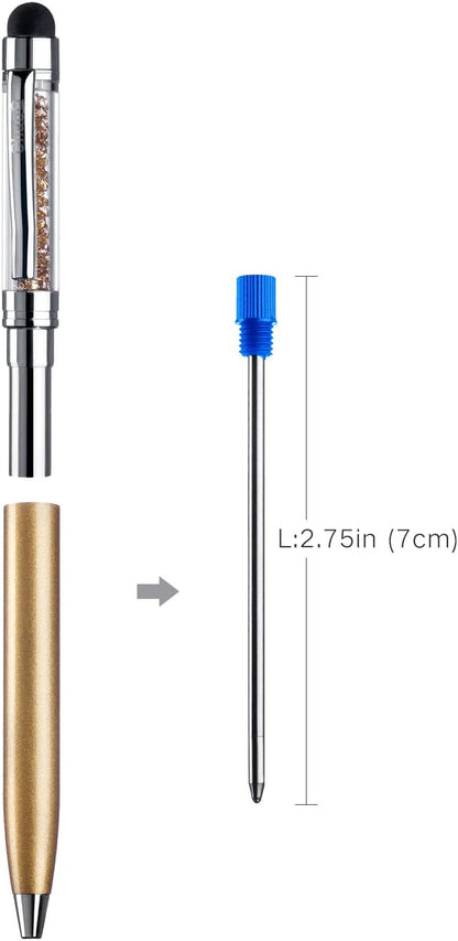 Black Ink Refills (10 Pcs), Replaceable Pen Refills, 2.75 inch (70 mm) Ballpoint Pens Refills, 1mm Medium Tips - Black