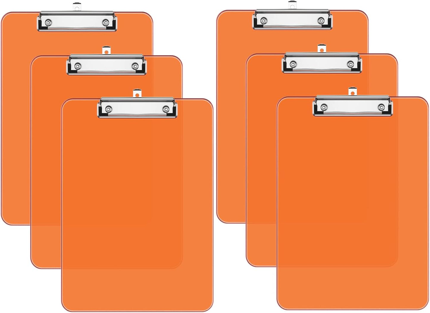 Rimilak Plastic Clipboards with Low Profile Metal Clip, Translucent Board, 12.5 x 9 In Letter Size, Office Supply, Back to School, Pink