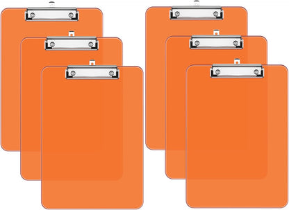 Rimilak Plastic Clipboards with Low Profile Metal Clip, Translucent Board, 12.5 x 9 In Letter Size, Office Supply, Back to School, Pink