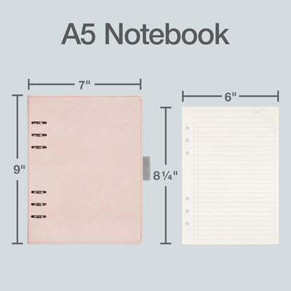 Oxford 6-Ring Professional Notebook, 7 x 9 Inch, Refillable Notebook, Writing Journal, Ivory Paper, 100 Sheets, Blush Pink Faux Leather Cover (90005)