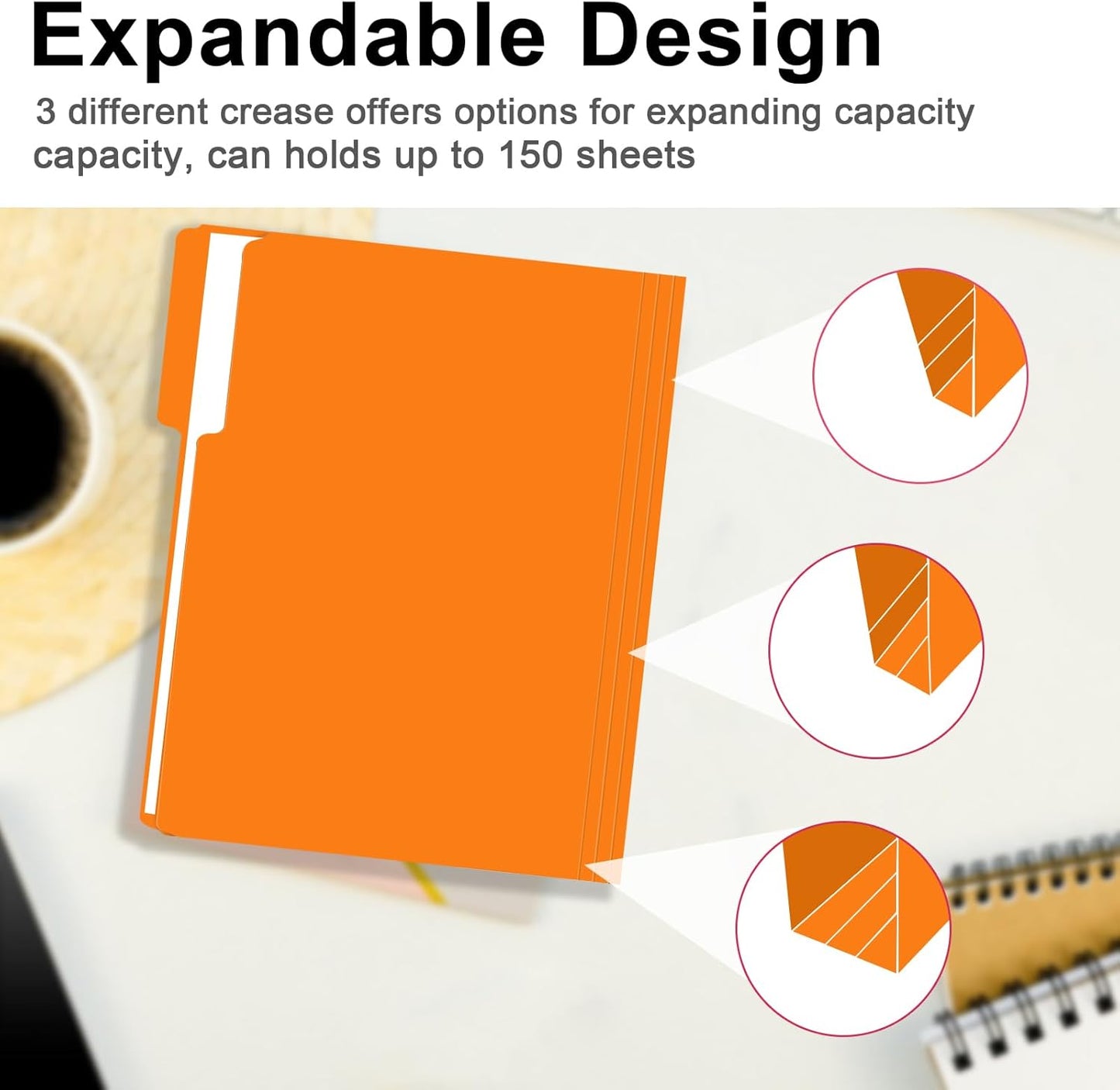 RAZCC File Folders, 100-Pack, 1/3 Cut, Letter Size, Yellow, Great for Organizing and Easy File Storage