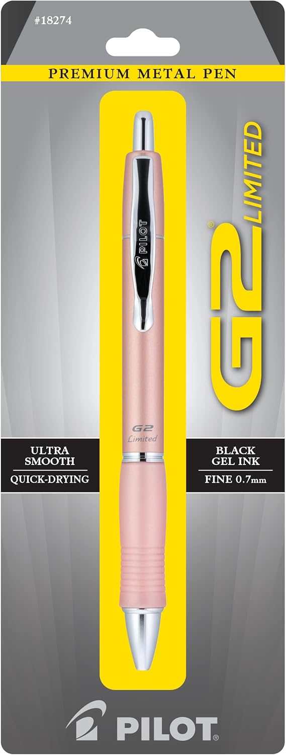 PILOT G2 Limited Refillable & Retractable Rolling Ball Gel Pen, Fine Point, Matte Black Barrel, Black Ink, Single Pen (15238)