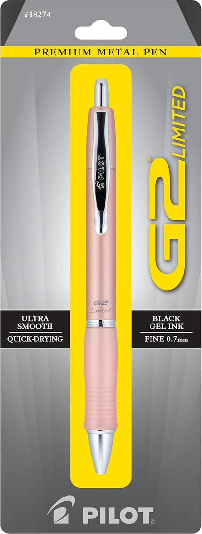PILOT G2 Limited Refillable & Retractable Rolling Ball Gel Pen, Fine Point, Matte Black Barrel, Black Ink, Single Pen (15238)
