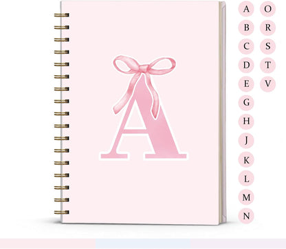Blue Bow Journal Notebook for Girls,Initial H Journals Personalized Diary Gifts for Teen Girl Kids,Monogrammed Gifts for Women,Trendy Coquette Cute Hardcover Spiral Notebook 5.5 x 8.3 - Colors B