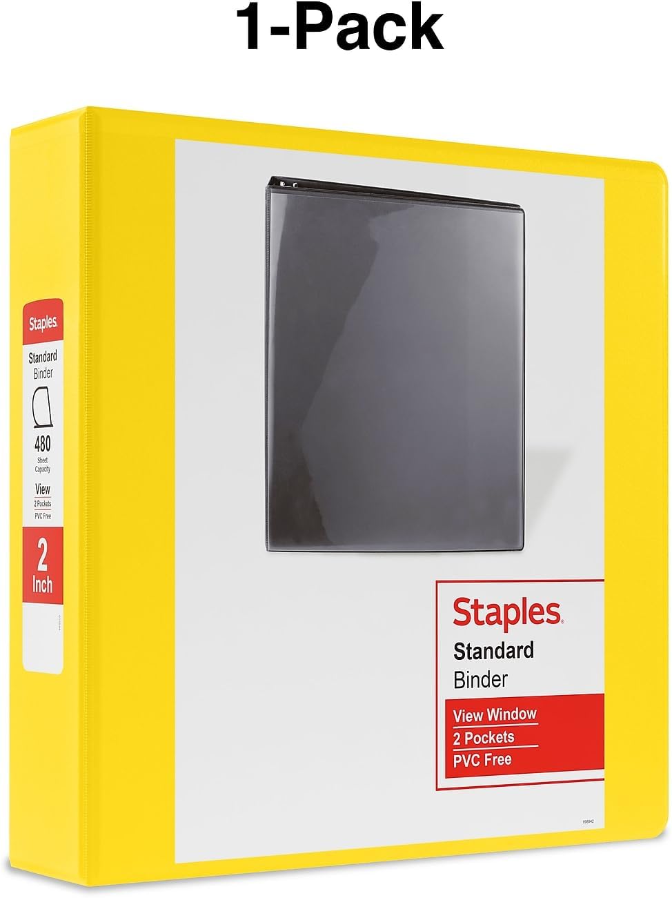 Staples Standard 2-Inch 3-Ring View Binder, Holds Up to 450 Sheets, Orange, Durable Binder for Office & School