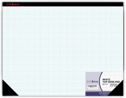 Graph Paper Pad 22"x17", 50 Sheets, 1/4 Inch Grid, 80 GSM, Engineering Drafting Paper for Designers, Blueprint Sketching, Grid-Based Graphing for Architecture, School, Office