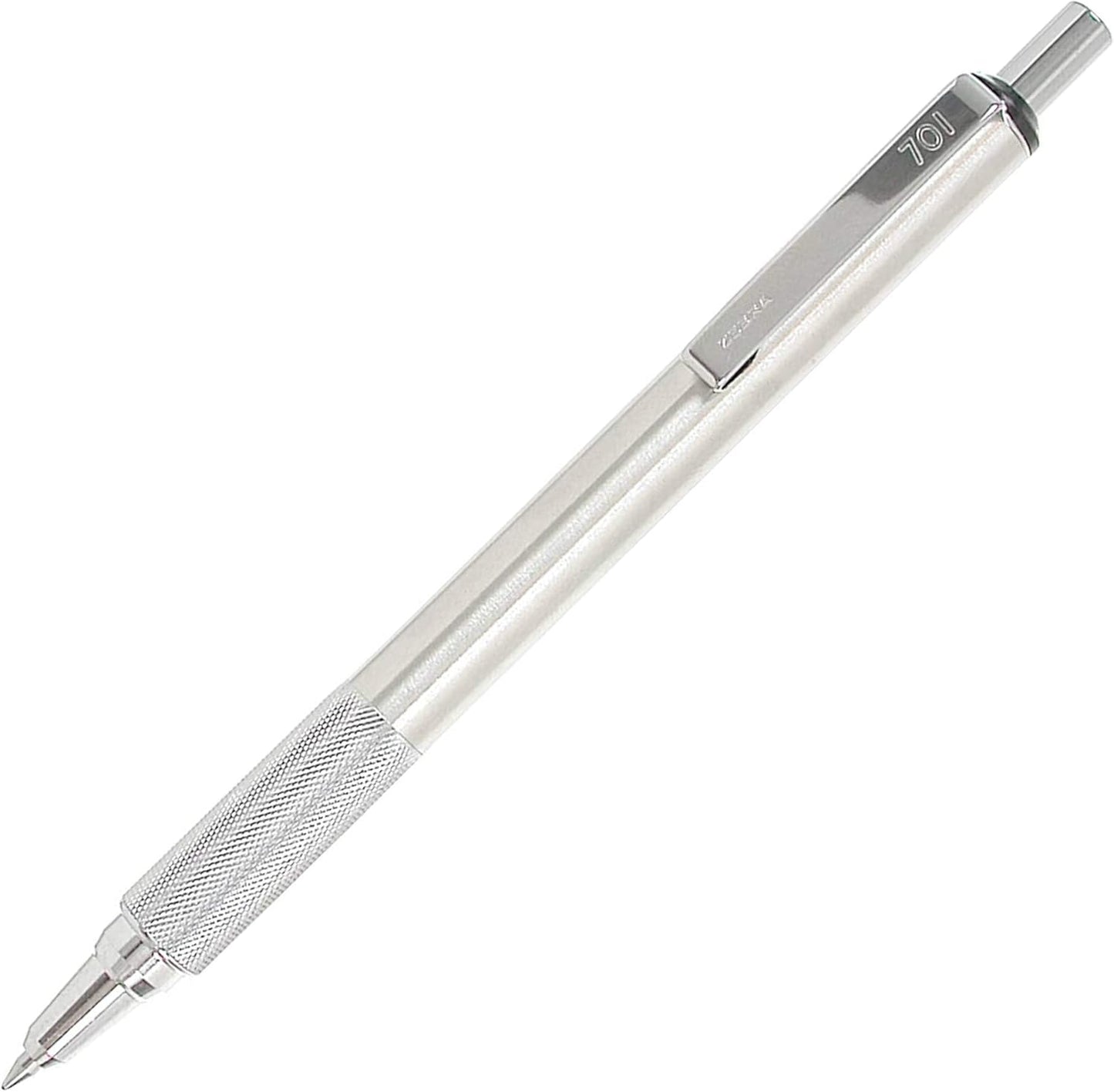Zebra Pen F-701 Retractable Ballpoint Pen, 0.8mm Fine Point, Stainless Steel Barrel, Black Metal Pen with 2 Ink Refills