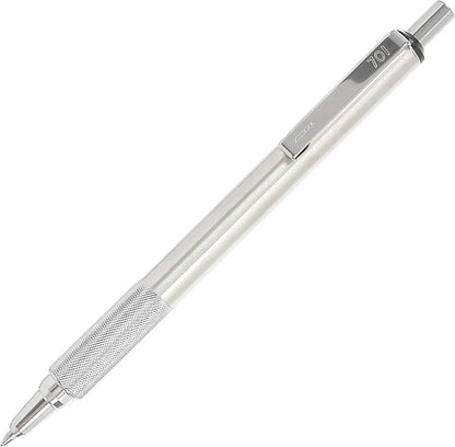 Zebra Pen F-701 Retractable Ballpoint Pen, 0.8mm Fine Point, Stainless Steel Barrel, Black Metal Pen with 2 Ink Refills