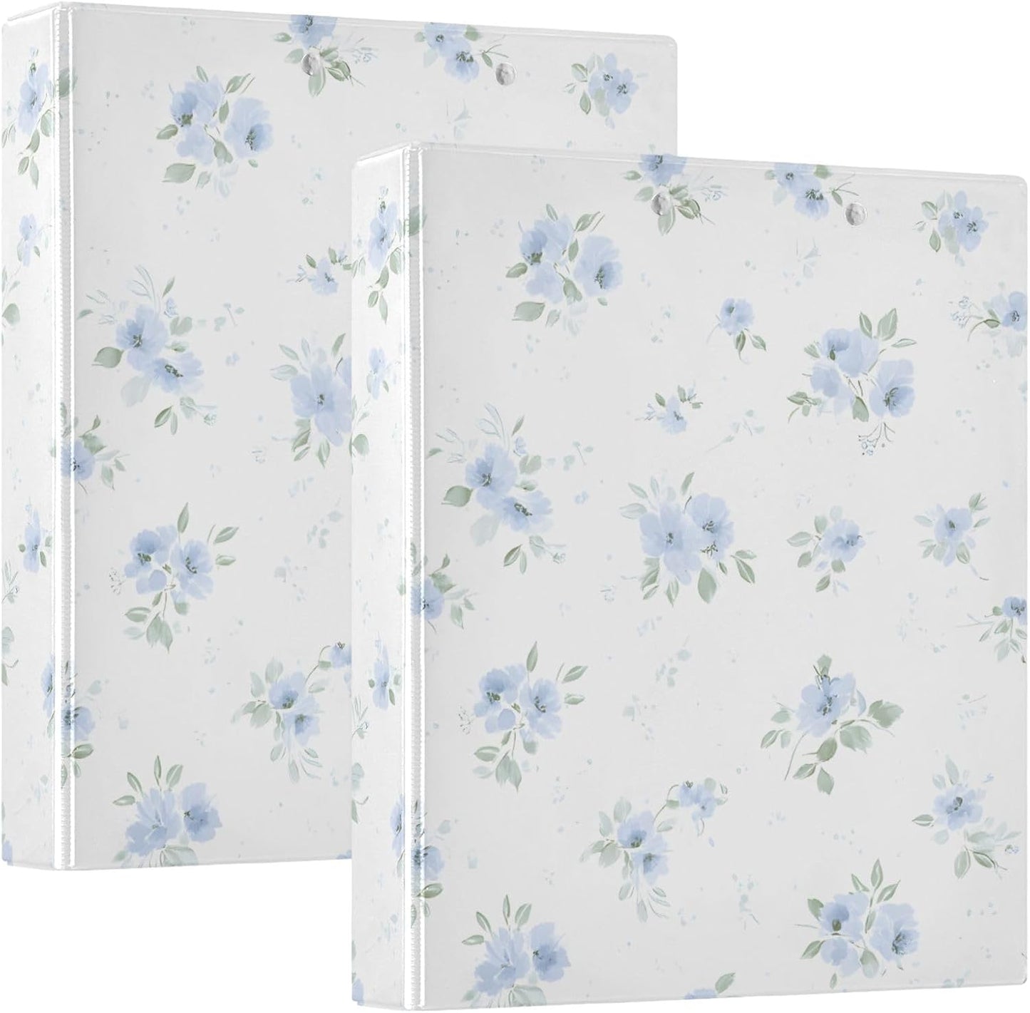 3 Ring Binders Blue Flowers Floral 1.5 Inch Round Ring Binders with Pockets Decorative Clipboard Binder Holds 200 Sheets View Binder for Home School Office,1 Pack
