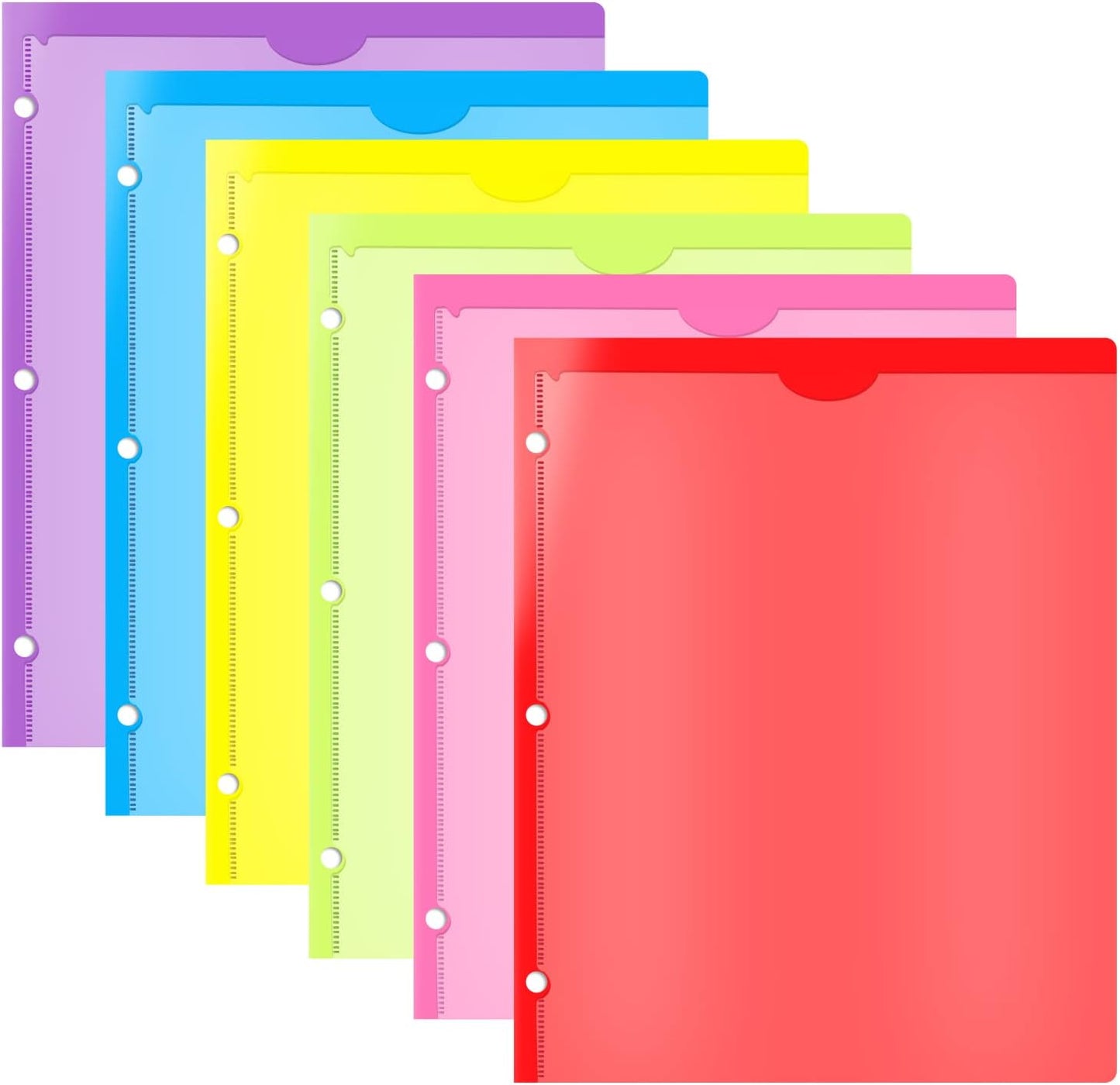 INFUN Heavy Duty Plastic Pocket Folder with Prongs and Clear Front Pocket - 18 Pack, 3 Prong Folders with Pockets and Card Slot, Assorted Colors