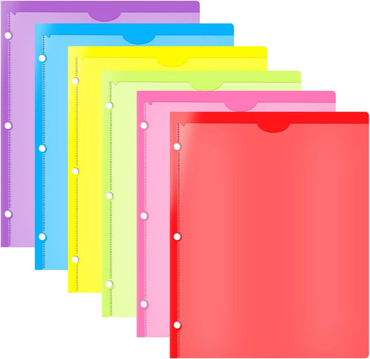 INFUN Heavy Duty Plastic Pocket Folder with Prongs and Clear Front Pocket - 18 Pack, 3 Prong Folders with Pockets and Card Slot, Assorted Colors